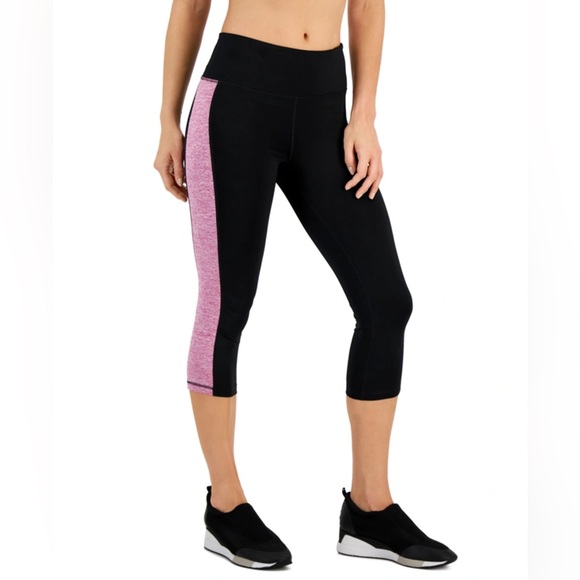 Ideology Pants - ID Ideology Colorblocked Cropped Leggings in Noir Purple, Plus Size 3X New w/Tag